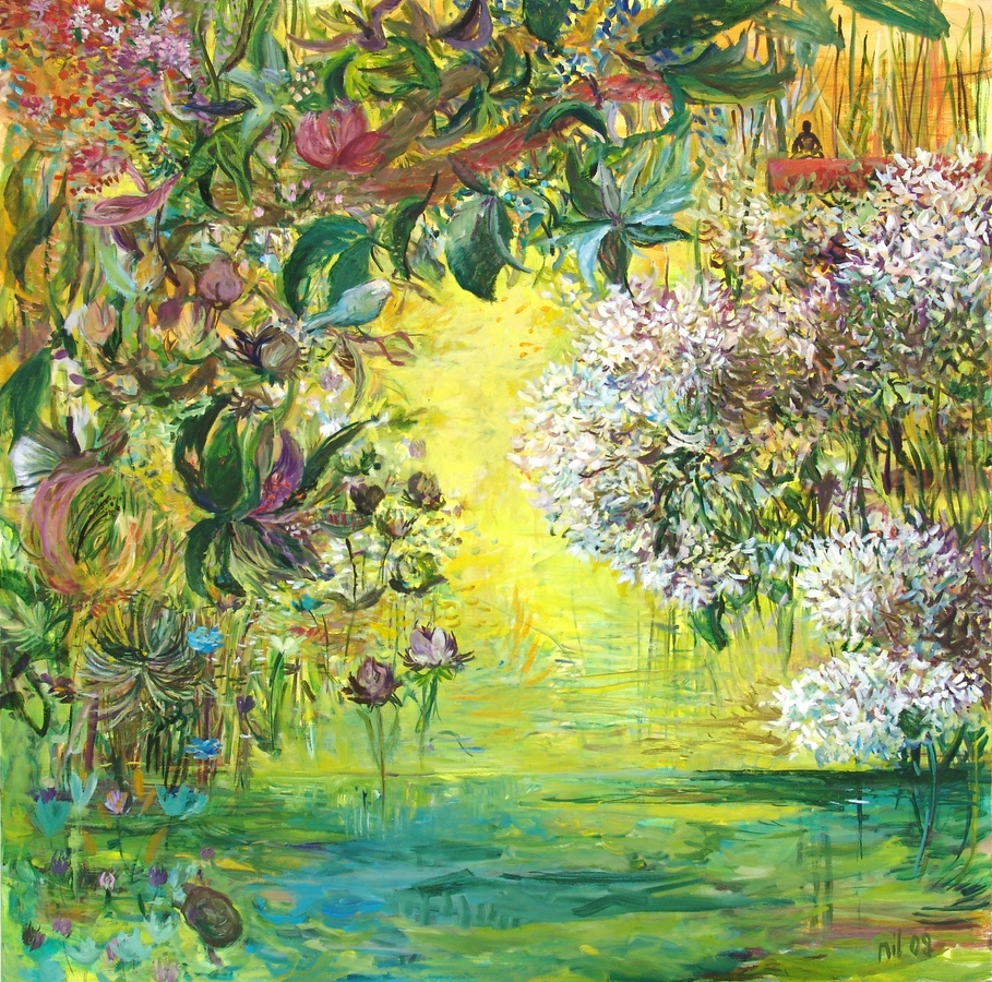 Altın Sessizlik, 2009, Tuval üzerine yağlıboya- Oil on canvas,  150×150 cm